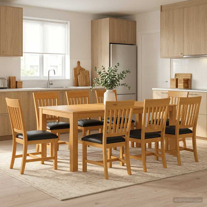 Dining Set 9 pcs Black Solid Oak Wood