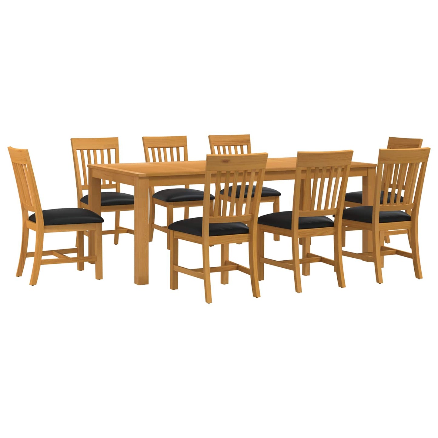 Dining Set 9 pcs Black Solid Oak Wood