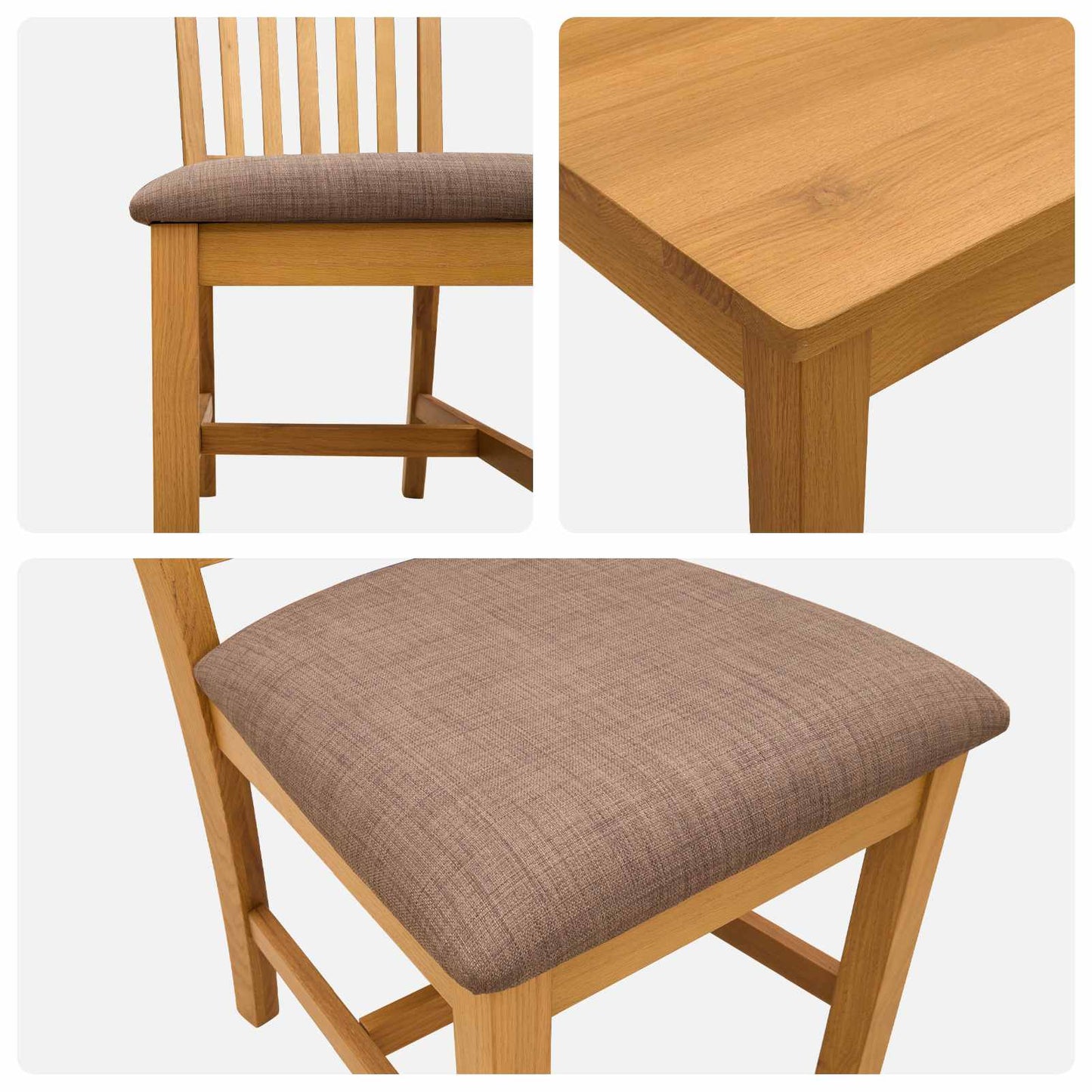 Dining Set 9 pcs Grey Solid Oak Wood