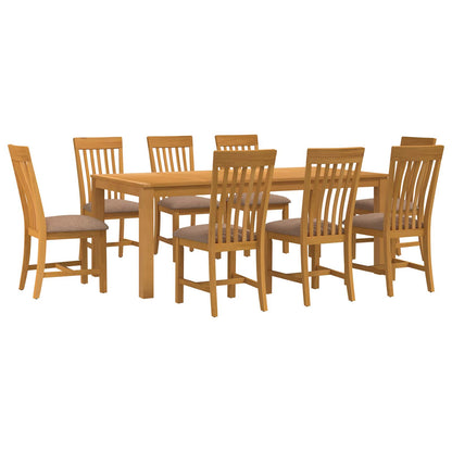 Dining Set 9 pcs Grey Solid Oak Wood