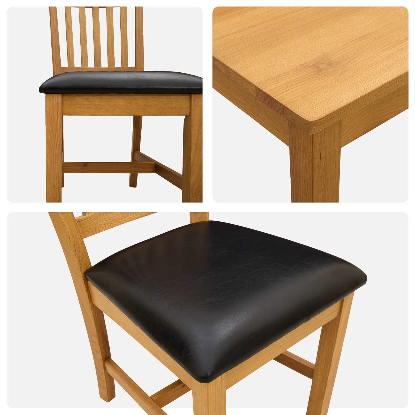 Dining Set 9 pcs Black Solid Oak Wood