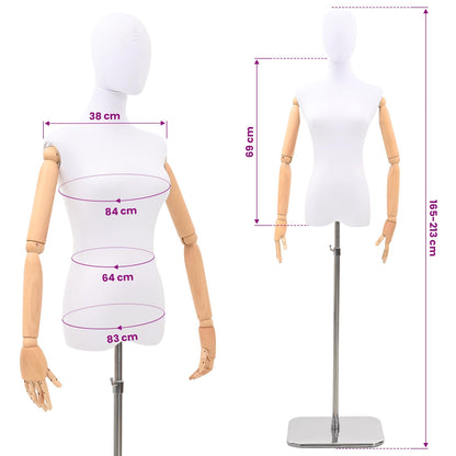 Adjustable 165-213 cm Mannequin with Base Female PP White