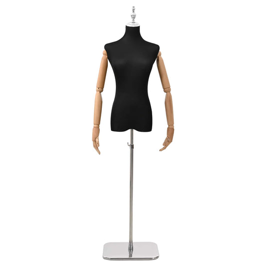 Adjustable 165-213 cm Mannequin with Base Female PP Black