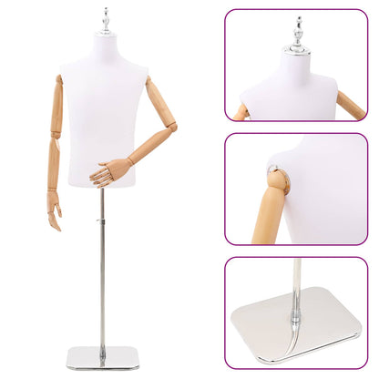 Adjustable 170-218 cm Mannequin with Base Male PP White