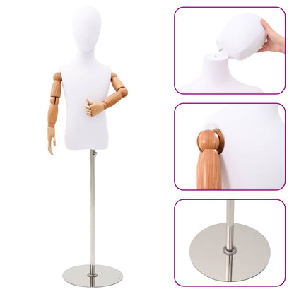 Adjustable 120-150 cm Mannequin with Base Unisex PP White