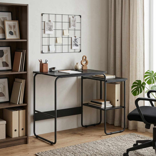 Desk with Storage Black Oak 100 x 50 x 75 cm