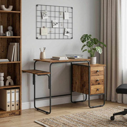 Desk with Storage Old Wood 120 x 50 x 75 cm