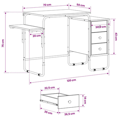 Desk with Storage Artisan Oak 120 x 50 x 75 cm