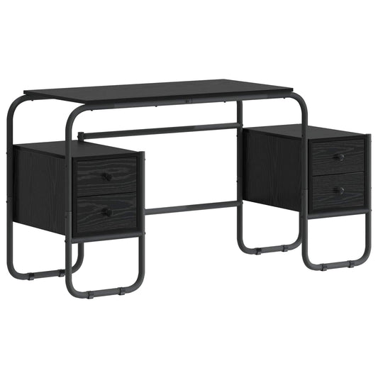 Desk with Storage Black Oak 145 x 50 x 75 cm