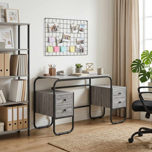 Desk with Storage Grey Sonoma 145 x 50 x 75 cm