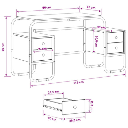 Desk with Storage Old Wood 145 x 50 x 75 cm