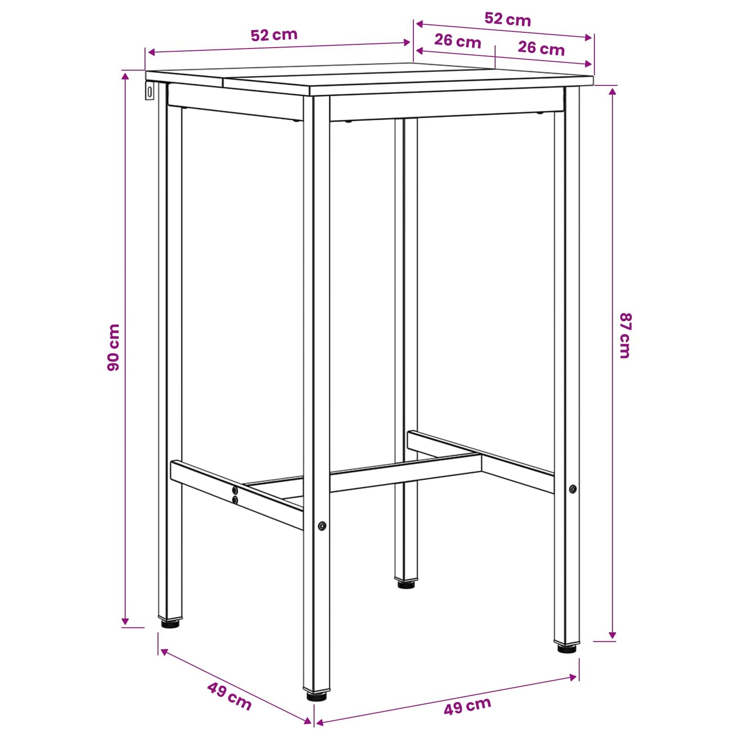 Bar Table 52 x 52 x 90 cm Engineered Wood Smoked Oak