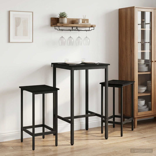 Bar Stool 2 pcs Black Oak 40 x 32 x 74 cm Engineered Wood