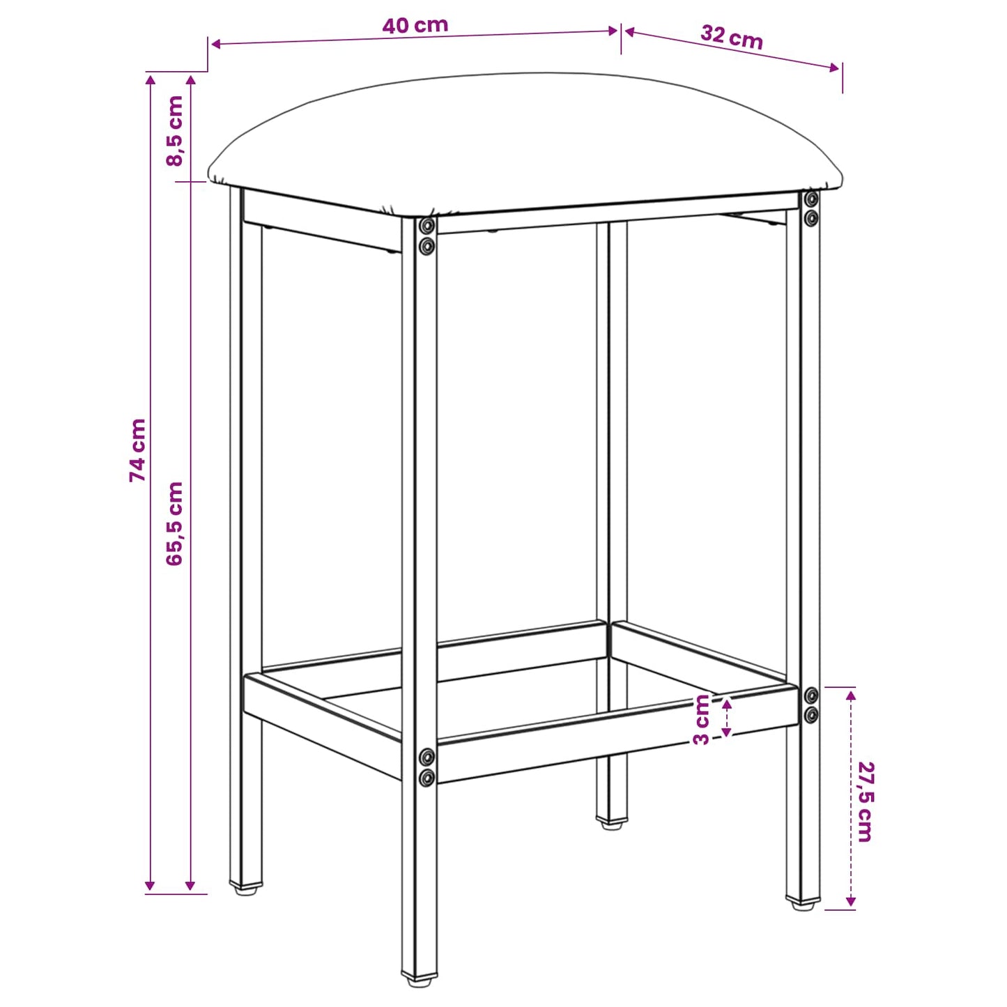 Bar Stool 2 pcs Dark Grey 40 x 32 x 74 cm Engineered Wood