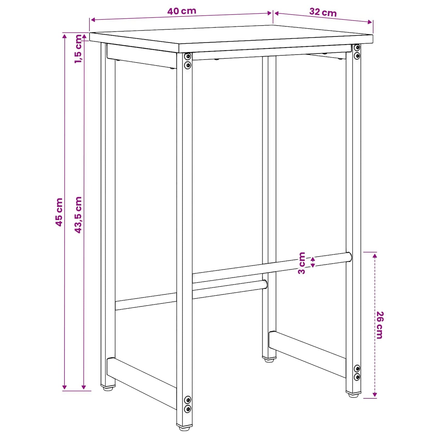 Bar Stool Old Wood 40 x 32 x 64 cm Engineered Wood
