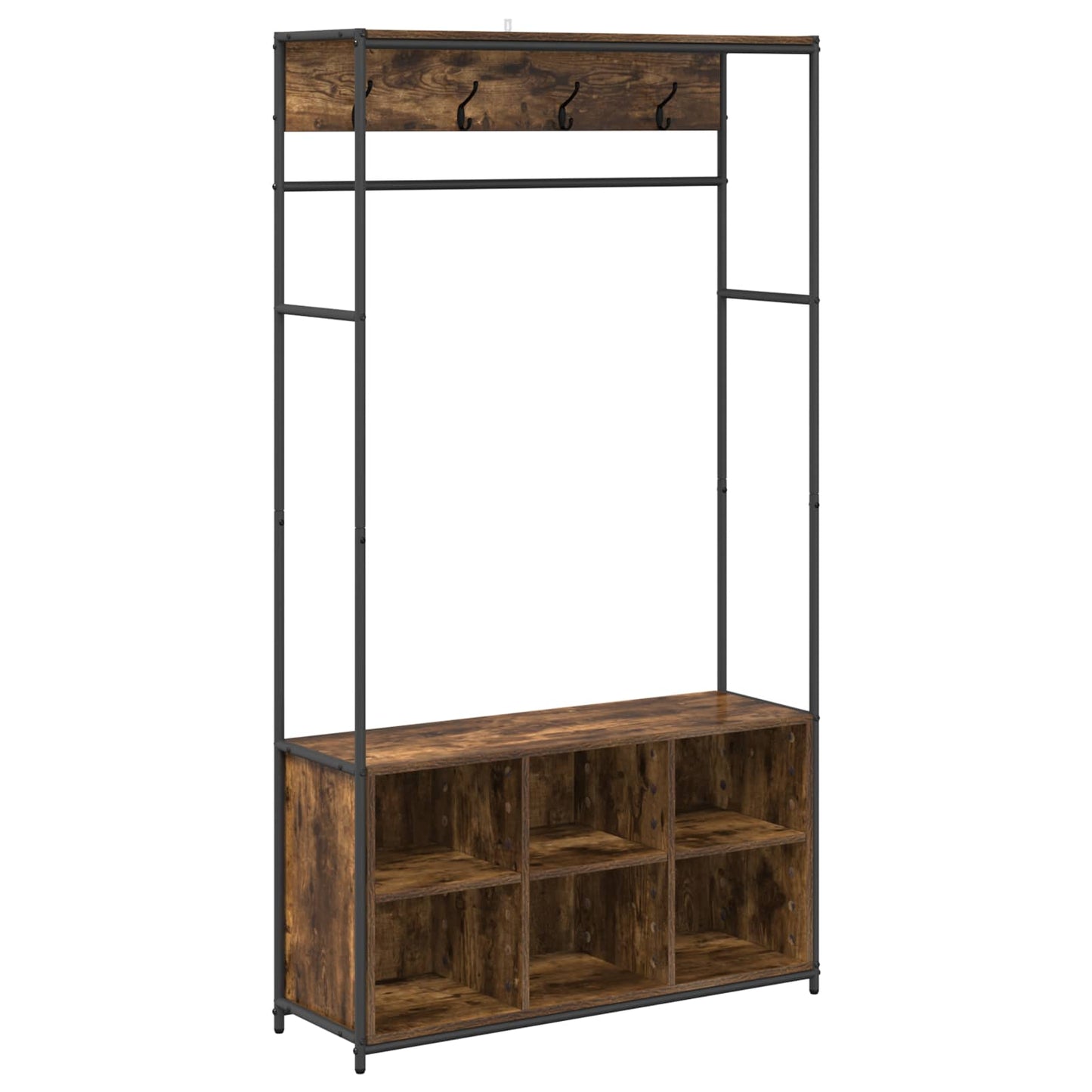 Coat Stand with Shoes Bench Smoked Oak 100 x 32 x 180.5 cm