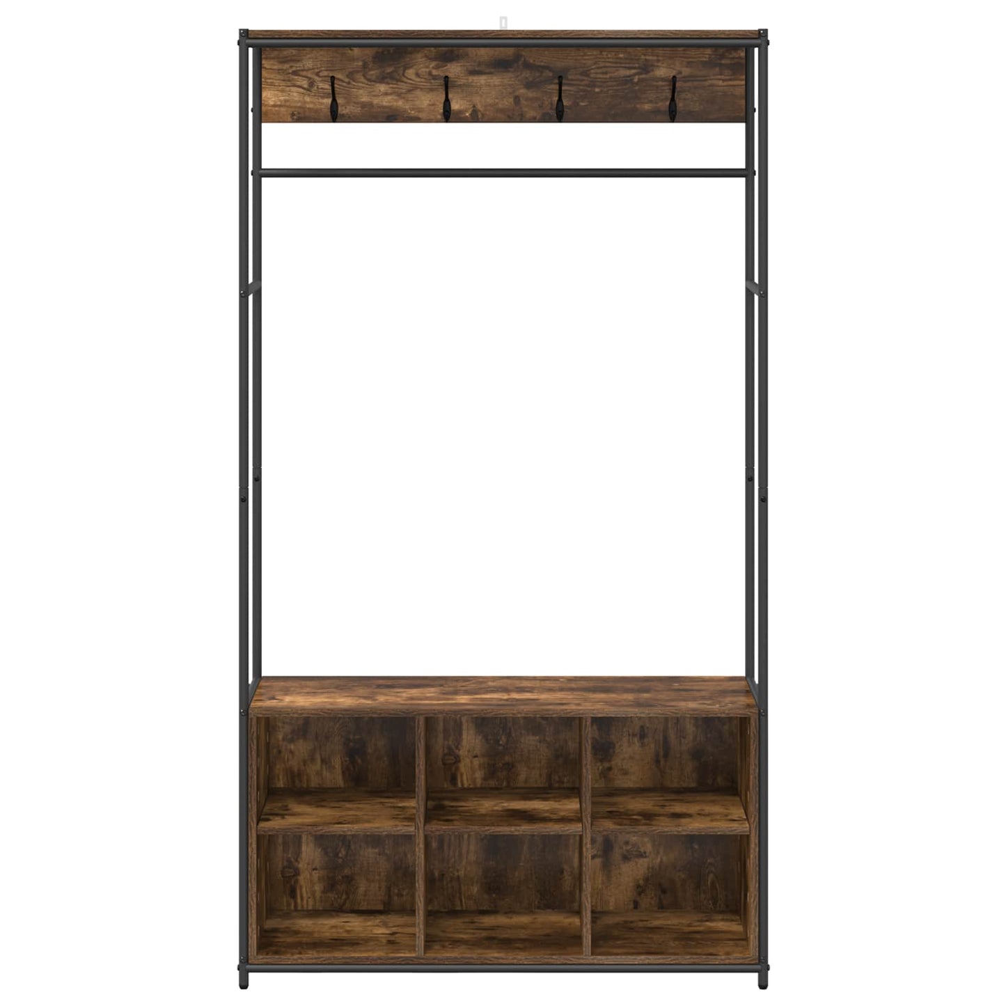 Coat Stand with Shoes Bench Smoked Oak 100 x 32 x 180.5 cm