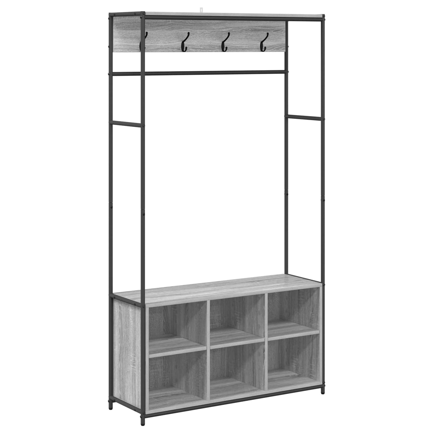 Coat Stand with Shoes Bench Grey Sonoma 100 x 32 x 180.5 cm