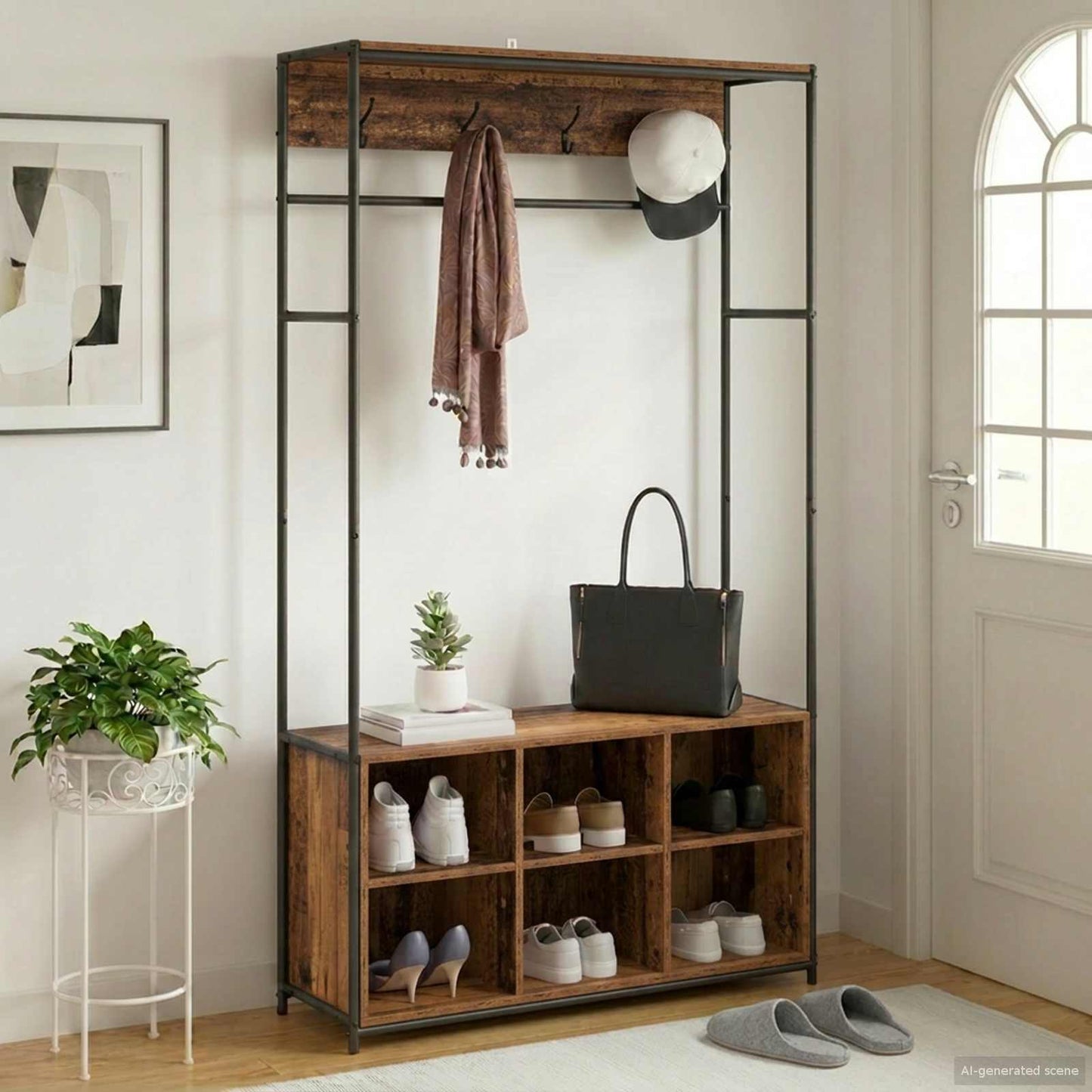 Coat Stand with Shoes Bench Old Wood 100 x 32 x 180.5 cm