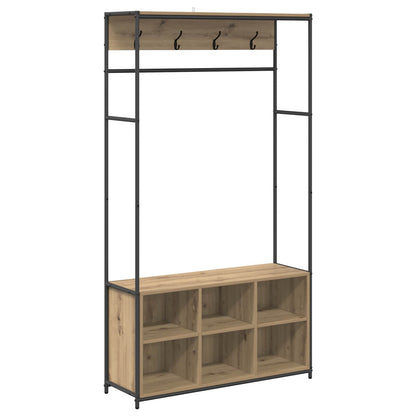 Coat Stand with Shoes Bench Artisan Oak 100 x 32 x 180.5 cm