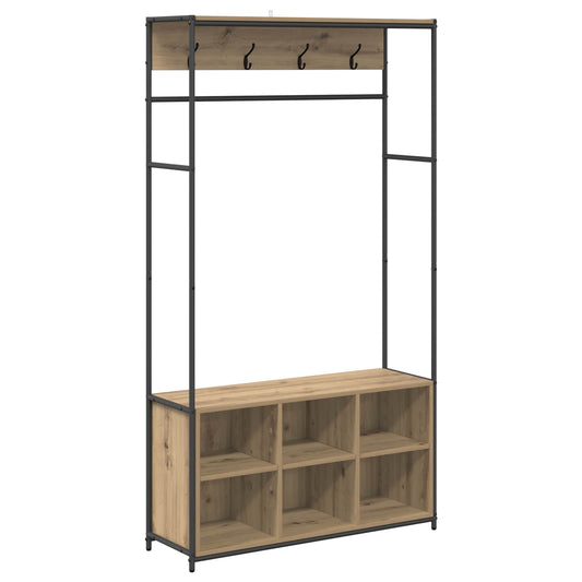 Coat Stand with Shoes Bench Artisan Oak 100 x 32 x 180.5 cm
