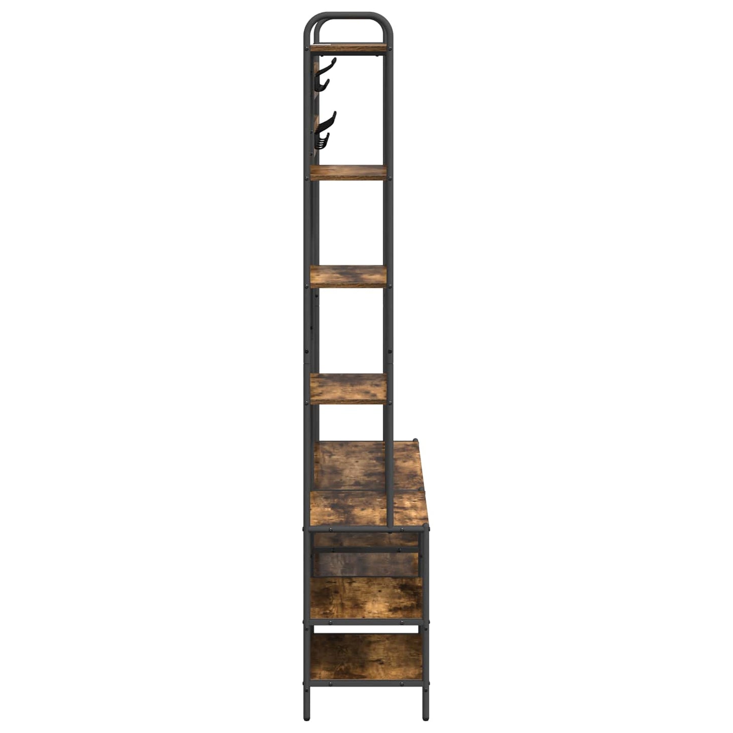 Coat Stand with Shoes Bench Smoked Oak 120.5 x 34 x 190 cm