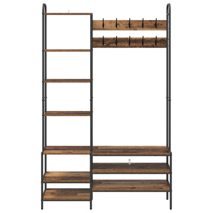 Coat Stand with Shoes Bench Old Wood 120.5 x 34 x 190 cm