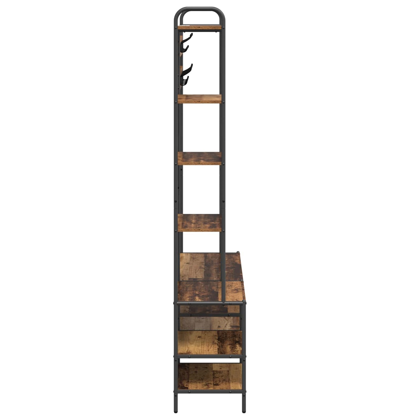 Coat Stand with Shoes Bench Old Wood 120.5 x 34 x 190 cm