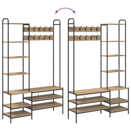Coat Stand with Shoes Bench Artisan Oak 120.5 x 34 x 190 cm