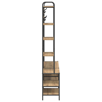 Coat Stand with Shoes Bench Artisan Oak 120.5 x 34 x 190 cm