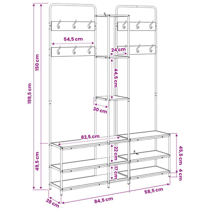 Coat Stand with Shoes Bench Black Oak 143 x 30 x 199.5 cm