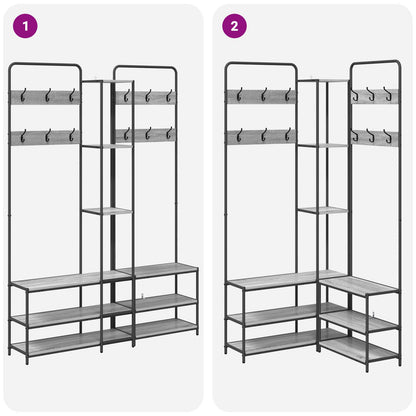 Coat Stand with Shoes Bench Grey Sonoma 143 x 30 x 199.5 cm