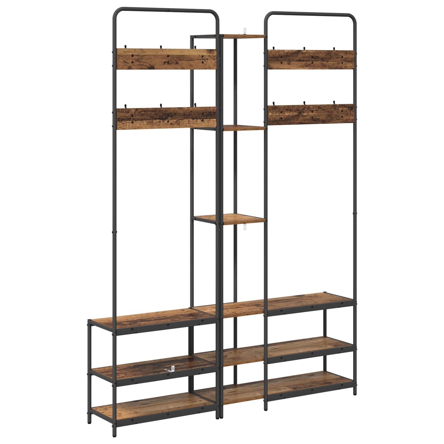 Coat Stand with Shoes Bench Old Wood 143 x 30 x 199.5 cm