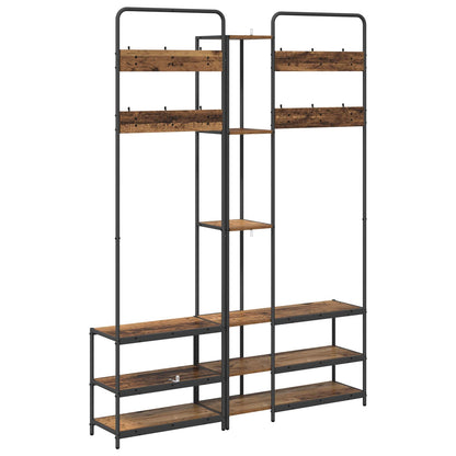 Coat Stand with Shoes Bench Old Wood 143 x 30 x 199.5 cm