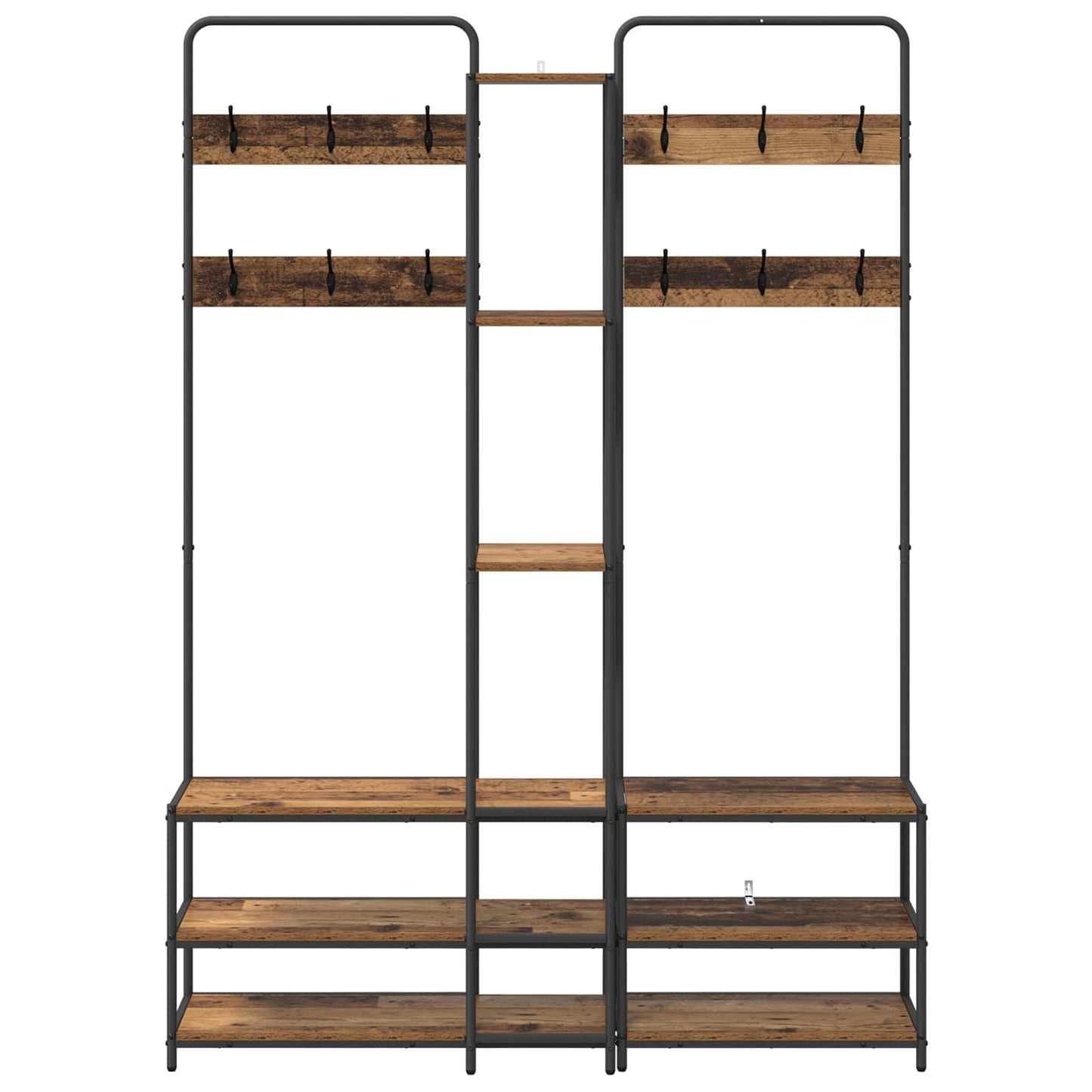 Coat Stand with Shoes Bench Old Wood 143 x 30 x 199.5 cm