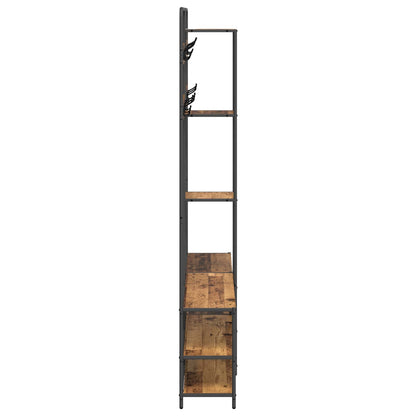 Coat Stand with Shoes Bench Old Wood 143 x 30 x 199.5 cm