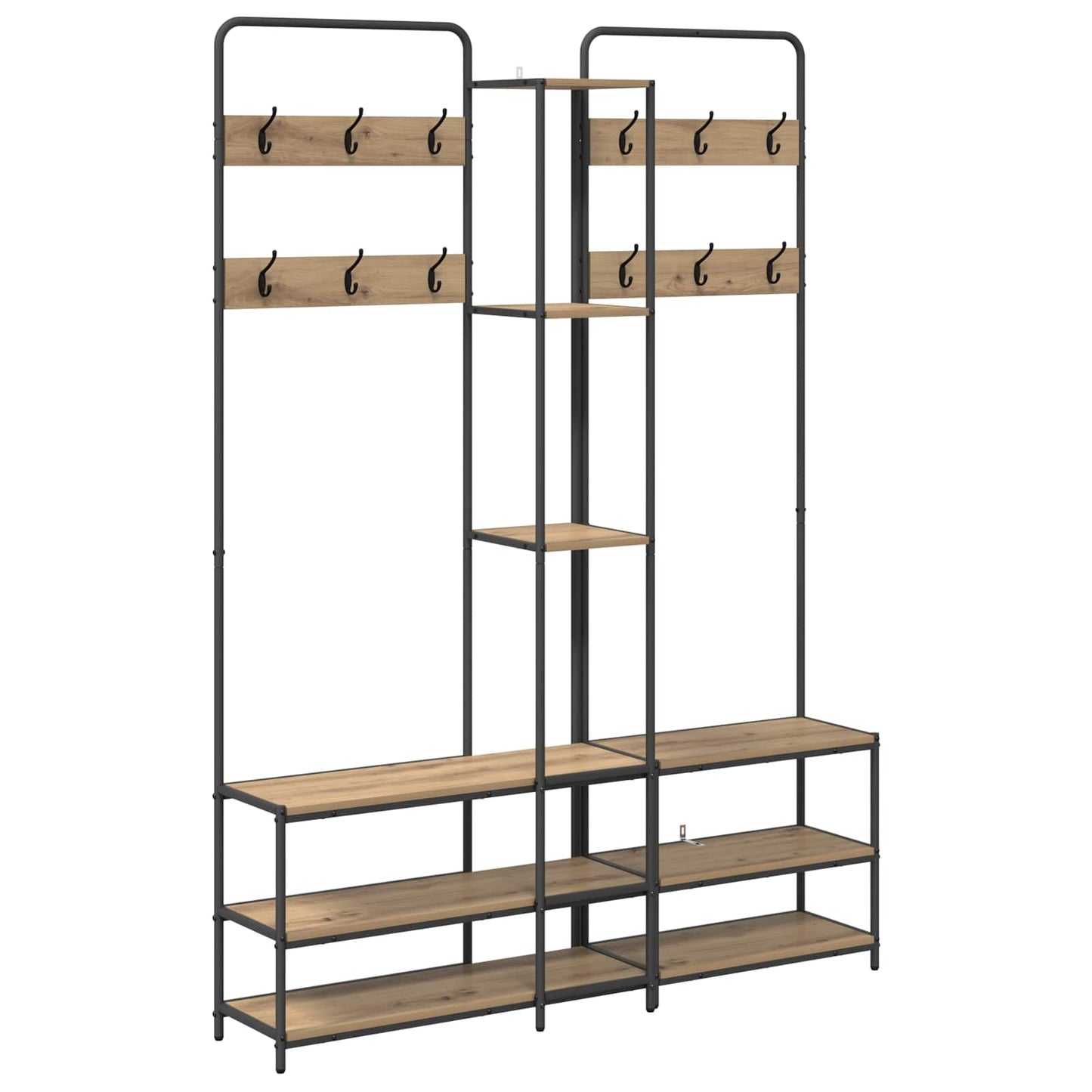 Coat Stand with Shoes Bench Artisan Oak 143 x 30 x 199.5 cm