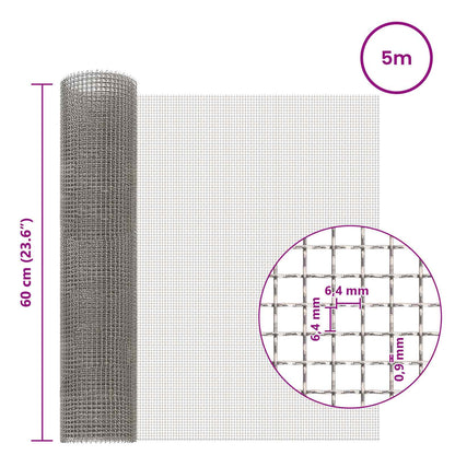 Mesh Screen 60 x 500 cm 3 Mesh Stainless Steel 201 Silver
