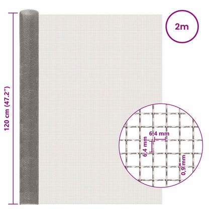 Mesh Screen 120 x 200 cm 3 Mesh Stainless Steel 201 Silver