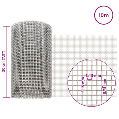 Mesh Screen 20 x 1000 cm 6 Mesh Stainless Steel 201 Silver