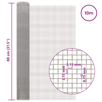 Mesh Screen 80 x 1000 cm 6 Mesh Stainless Steel 201 Silver
