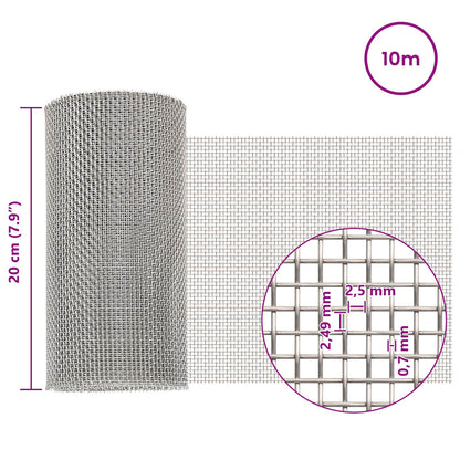 Mesh Screen 20 x 1000 cm 8 Mesh Stainless Steel 201 Silver