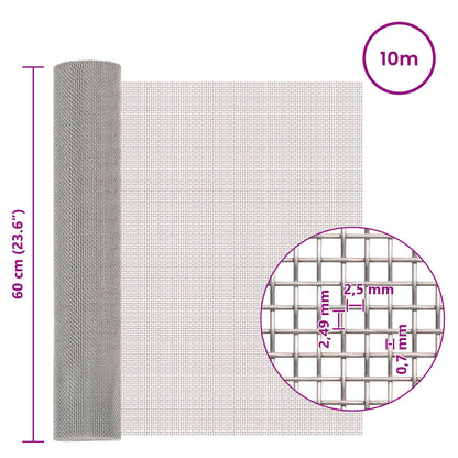 Mesh Screen 60 x 1000 cm 8 Mesh Stainless Steel 201 Silver