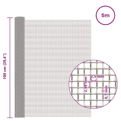 Mesh Screen 100 x 500 cm 8 Mesh Stainless Steel 201 Silver