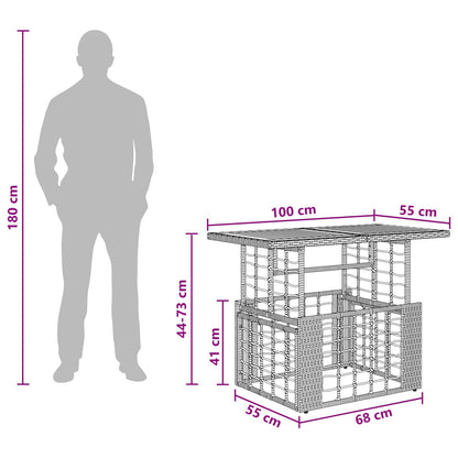 Garden Table Natural 100 x 55 x 37 cm PE Rattan and Glass