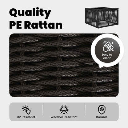 Garden Table Black 55 x 55 x 37 cm PE Rattan and Glass