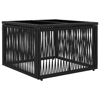 Garden Table Black 55 x 55 x 37 cm PE Rattan and Glass