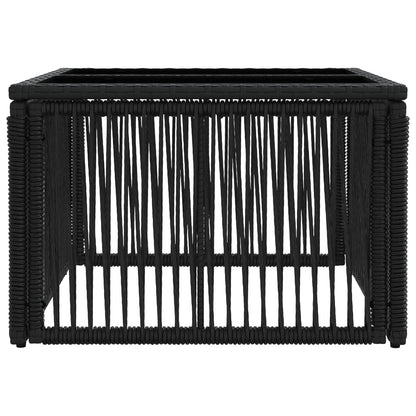 Garden Table Black 55 x 55 x 37 cm PE Rattan and Glass