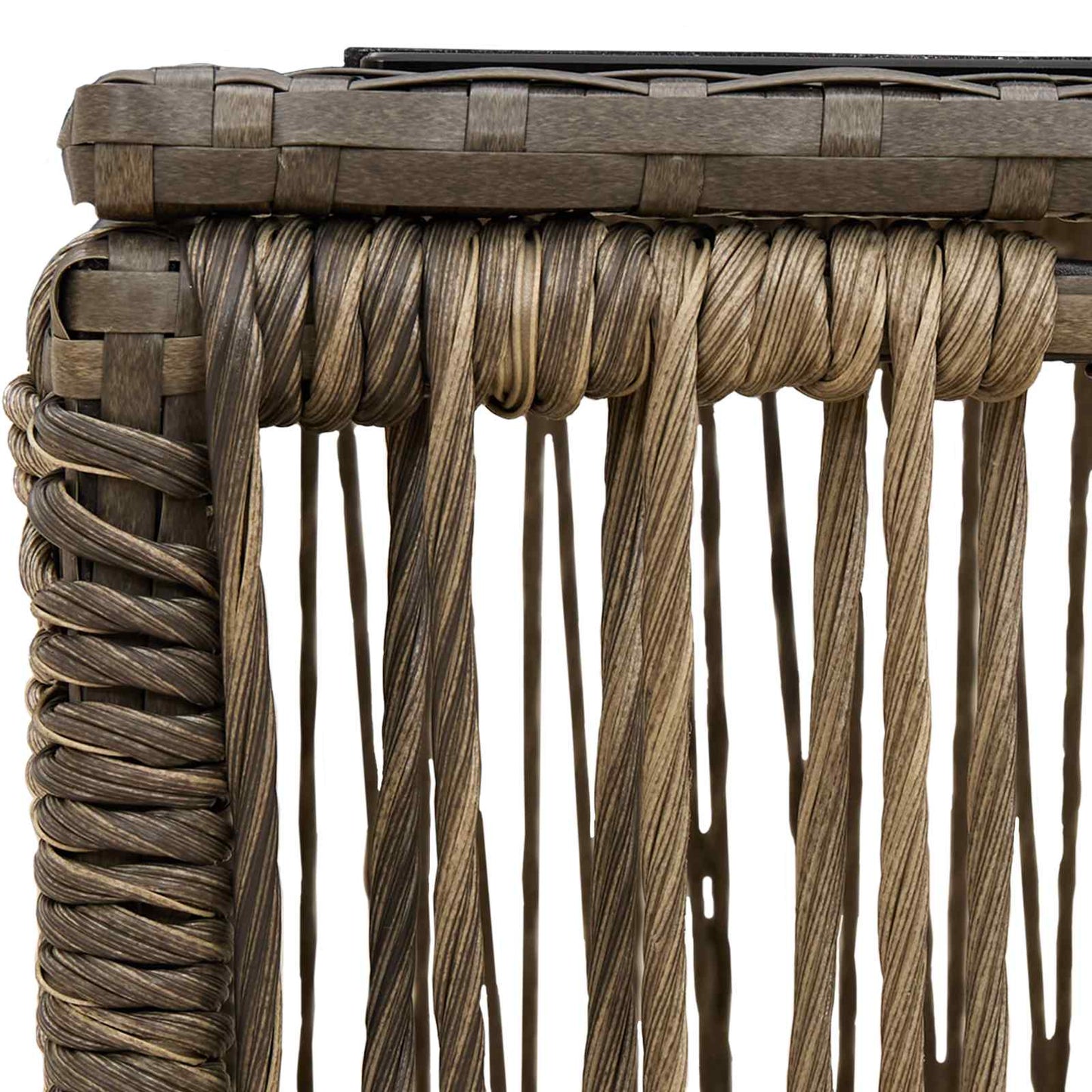 Garden Table Grey and Black 55 x 55 x 37 cm PE Rattan and Glass