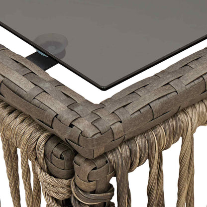 Garden Table Grey and Black 55 x 55 x 37 cm PE Rattan and Glass